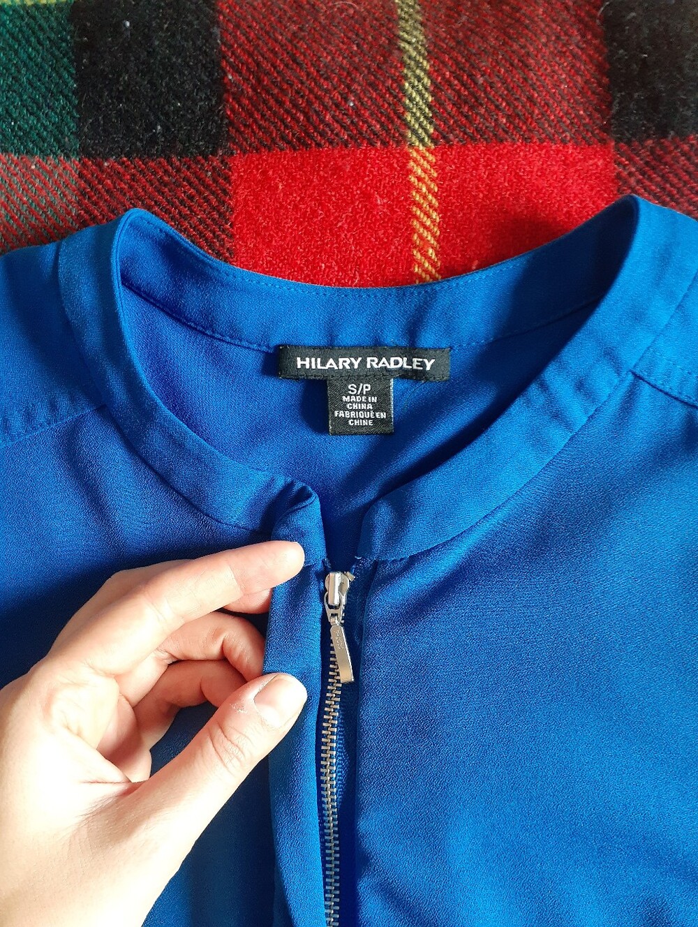 Blue Half-zip Blouse